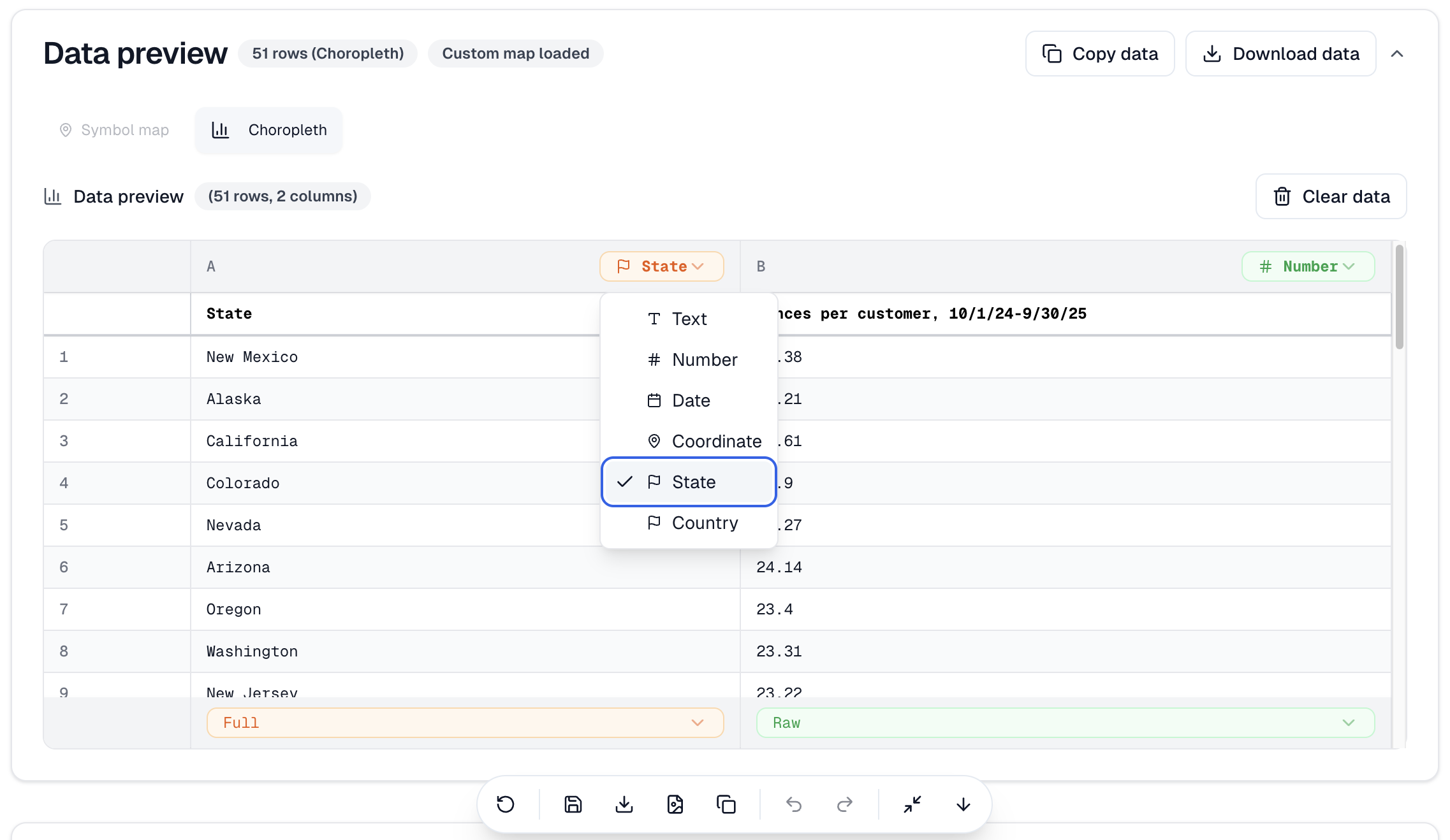 Map Studio screenshot – data import interface