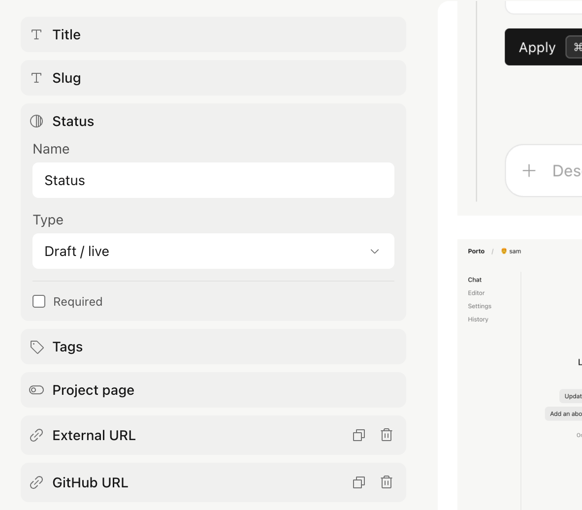 Porto site settings configuration