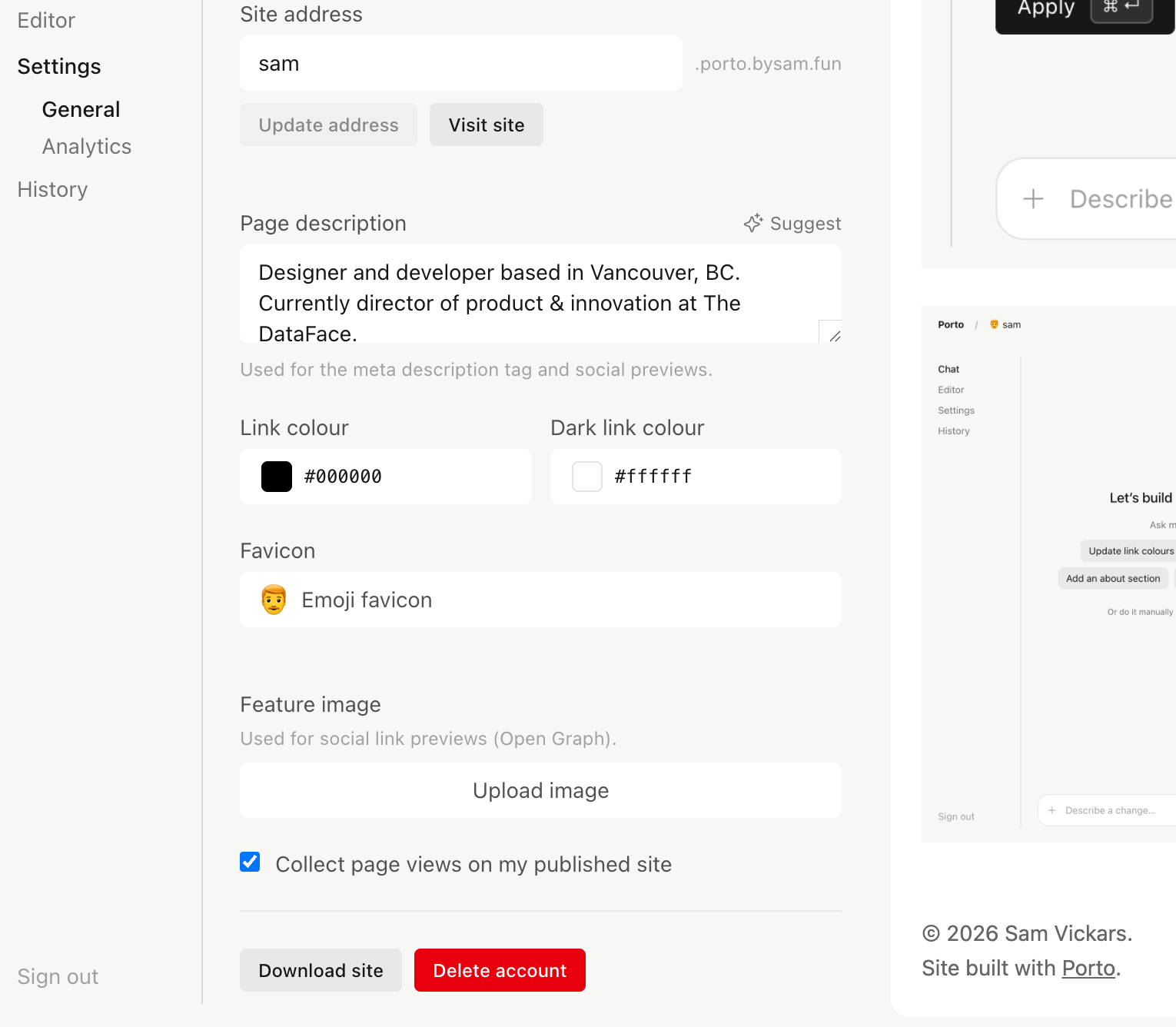 Porto link management interface