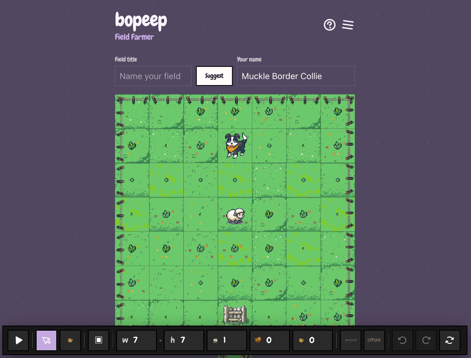 Bopeep game screenshot – menu interface