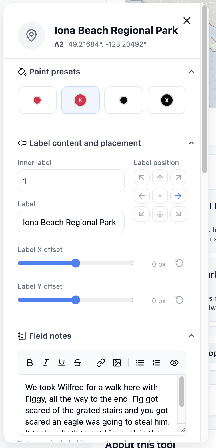 Been app screenshot – location details
